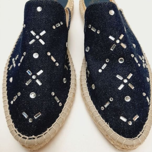 PICON Spain Handmade Rope Espadrille Mules Flat Slip-On Gem Floral Denim Sz 8 - Picture 5 of 12